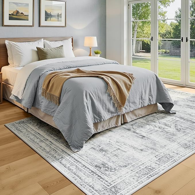 Washable Grey White Area Rugs 6x9 - Image 7