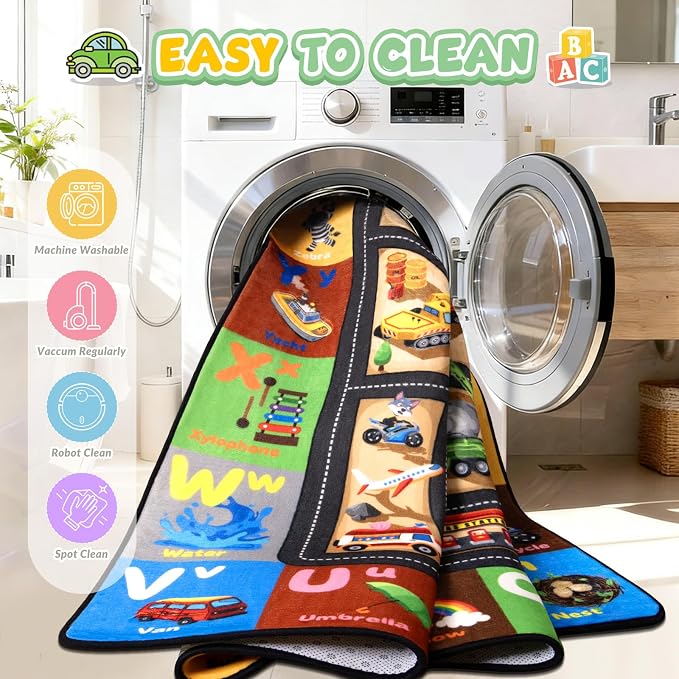 Construction Site Play Rug for Kids, Car Play Mat - Image 6