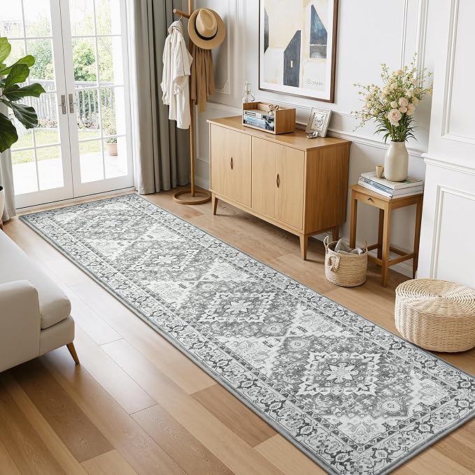 Lessymo Runner Rug for Hallway 2 x 8, Machine Washable Area Rugs Boho Faux Wool by Lessymo