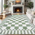 GarveeHome 9×12 Area Rugs for Living Room, Sage Green Checkered Rug, Non-Slip by GarveeHome