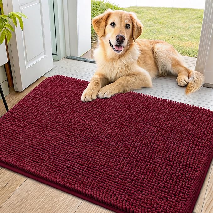 Smiry Dog Door Mat for Muddy Paws 36x24, Absorbent Dirt Trapper, Non-Slip by Smiry