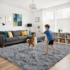 Fluffy Rug Shag Area Rug, Light Grey 3x5 Area Rugs - Image 4
