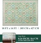 YIHOUSE Green Floral Print Rugs, Moroccan Trellis 10x14 Washable Large Rug - Image 8