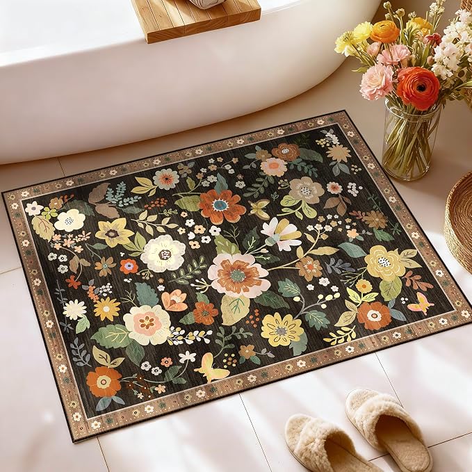 RELEANY Floral 2x3 Area Rugs Washable Print Boho Cute Carpet Non Slip Flower - Image 8