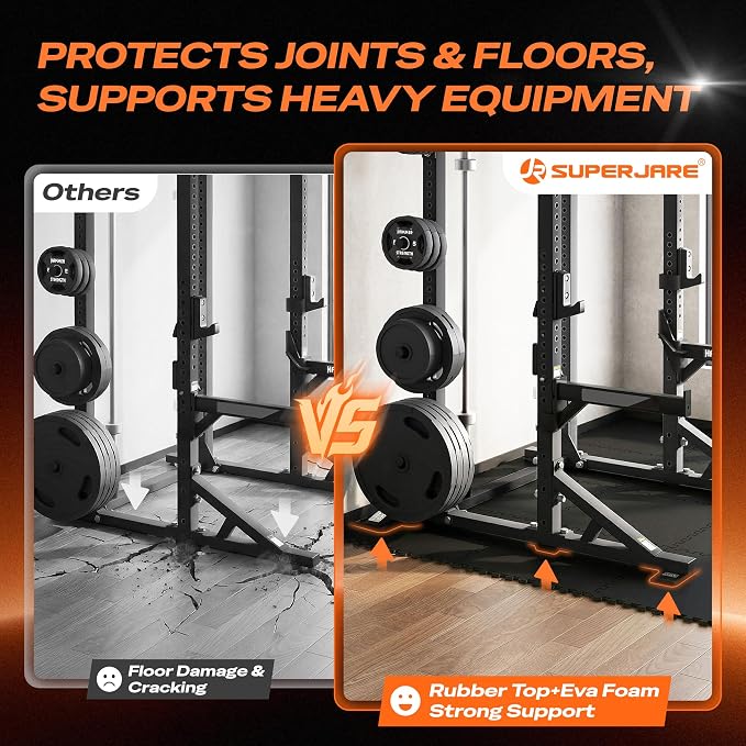 SUPERJARE 0.56'' Thick 24 Pcs 96 Sq Ft Rubber Top Exercise Equipment Mats - Image 4