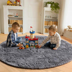 ONASAR Grey Round Area Rugs 6ft, Fluffy Gray Soft Bedroom Circle Rug - Image 4
