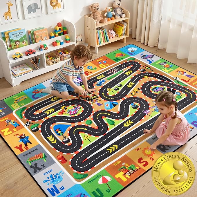 Race Track Rugs for Kids, Car Track Play Mat by Unknown
