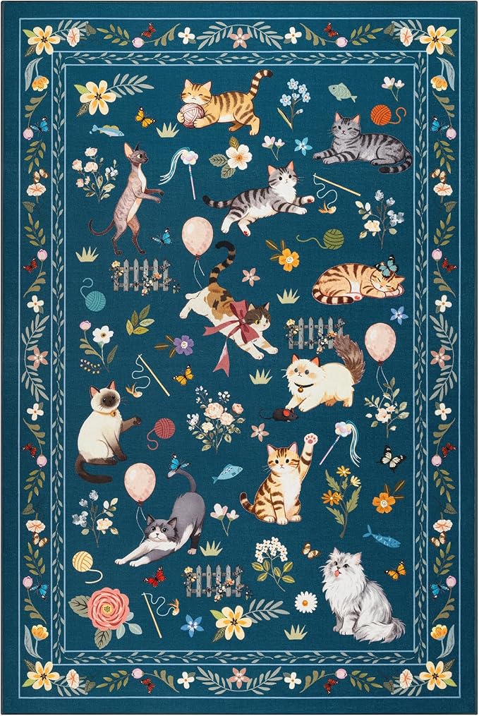 Unirea 5x7 Dark Blue Cat Area Rug - Image 2