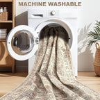 8x10 Washable Area Rug: Vintage Neutral Soft Non Slip Thin Large Floor Carpet - Image 5