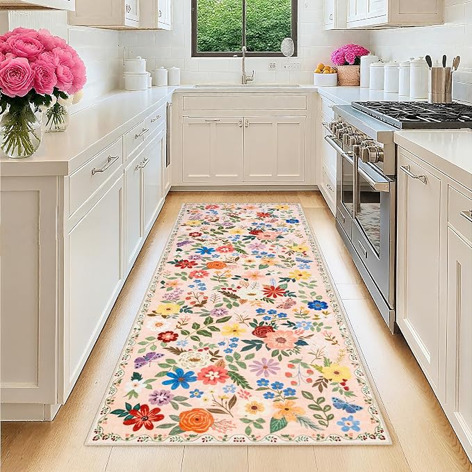 Runner Rug for Entryway: 2.6x8 Kitchen Rugs Non Slip Washable Ultra-Thin Soft by PLHXFRSoftAreaRugs