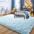 YJ.GWL Area Rugs for Living Room Bedroom, 4x6 Machine Washable Large Light Blue - Image 2