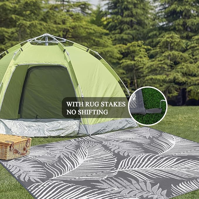 Pauwer Waterproof Outdoor Rug 6x9, Reversible Plastic Straw Patio Camping Rug - Image 6