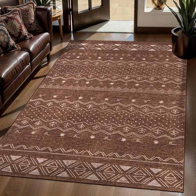 SERISSA 3x5 Area Rugs for Living Room, Washable Non-Slip Coffee Brown Small - Image 2