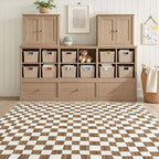 jinchan 4x6 Brown Checkered Area Rugs by JINCHAN