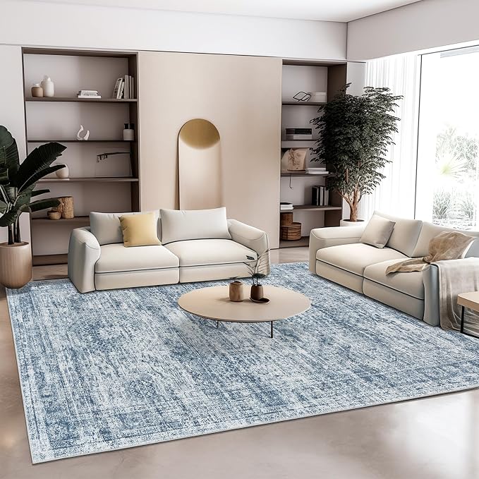 Soalmost 9x12 Area Rugs for Living Room, Non Slip Machine Washable Vintage Rugs - Image 9