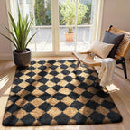 Ophanie Black & Beige Diamond Checkered Rugs - Image 3