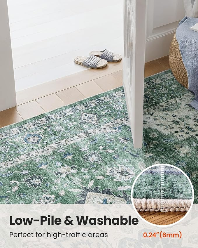 AMADA HOMEFURNISHING 2'6"x8' Washable Area Rug, Low-Profile Entryway Rug - Image 7