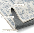 Neutral Kitchen Rug Set of 3 Washable Blue Vintage Kitchen Mats - Image 6