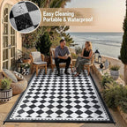 HUGEAR Outdoor Waterproof Rug 9'x12' Plastic Straw Rugs Washable Reversible - Image 5