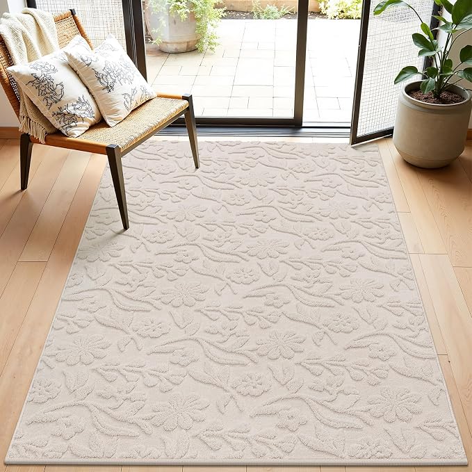 Vaukki 3x5 Area Rug for Living Room, Soft Fluffy Washable Modern Floral Indoor by Vaukki