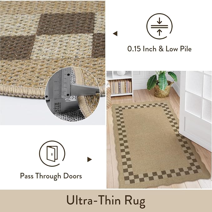 LIVEBOX Scalloped Easy Jute Checkered Runner Rug - Image 7