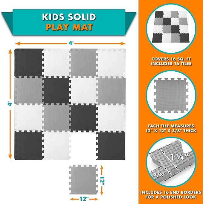 ProSource Baby Play Mat, Soft Foam Floor Tiles - Image 2