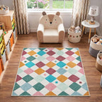 jinchan Macy Area Rug for Kids Room 4'x4' Square Rug Modern Colorful Nursery by JINCHAN