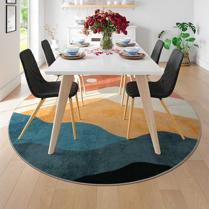 Mountain Round Rugs 8ft, Abstract Circle Rug - Image 8
