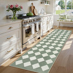 Lahome Zelie Checkered Washable 2x8 Green Runners - Image 2