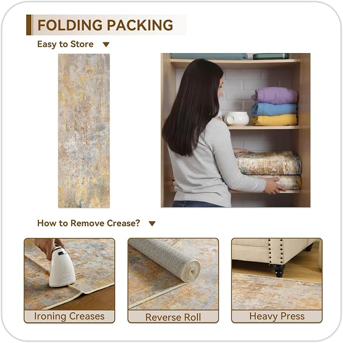 2x5 Beige Gold Rug Runners for Hallways Kitchen Non Slip Washable Entryway - Image 8