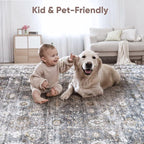 Rugcomf Round Rug 4ft Washable Circle Rug Non Slip Low Pile Boho Small Circular - Image 4