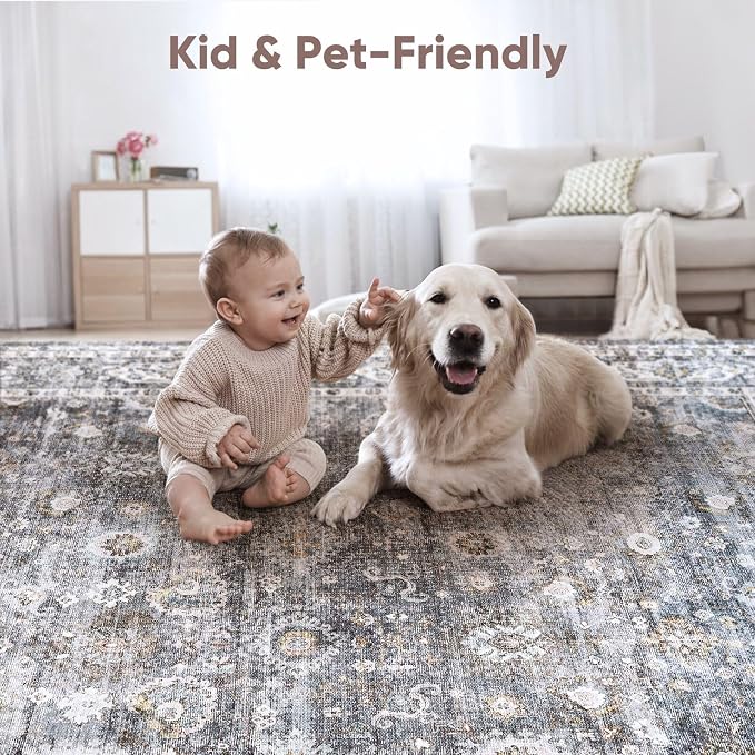 Rugcomf Living Room Rug 6x9 Rug Machine Washable Boho Soft Area Rug Non Slip - Image 4