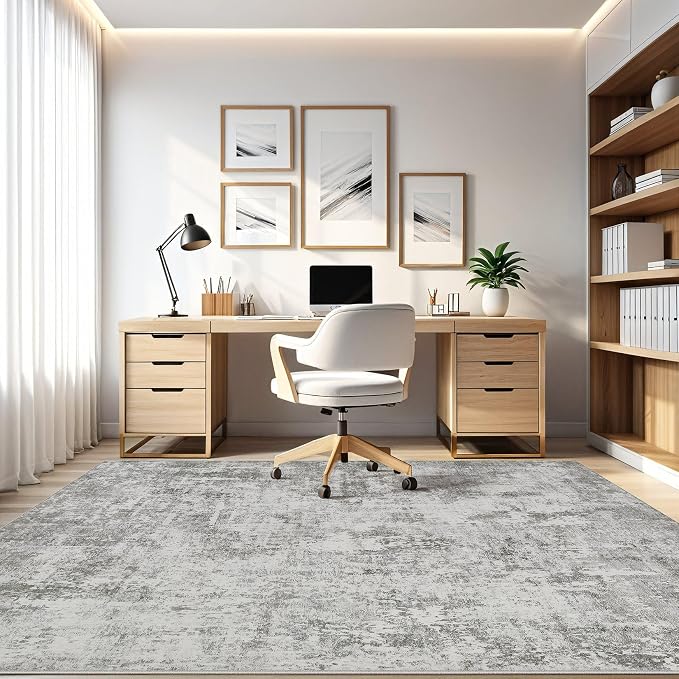 10x14 Area Rugs Living Room: Washable Large Abstract Neutral Modern Soft Rug - Image 8