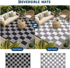 Garvee Waterproof Outdoor Rug 10x14, Checkered Foldable Plastic Straw Patio - Image 3