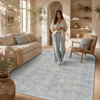 Rugxara 5x7 Area Rugs for Living Room Bedroom, Washable Blue Rug, Vintage - Image 3