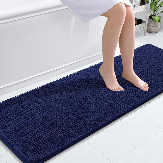 OLANLY Bathroom Runner Rugs 59x20, Soft Absorbent Chenille Bath Rugs, Rubber by OLANLY