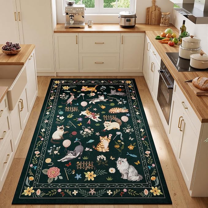 Unirea 3x5 Black Cat Area Rug for Entryway Kitchen, Medium Washable Kids Rug - Image 6