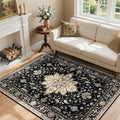 RELEANY Area Rugs 4'x6' Washable Non-Slip, Floral Vintage Distress Medallion by RELEANY