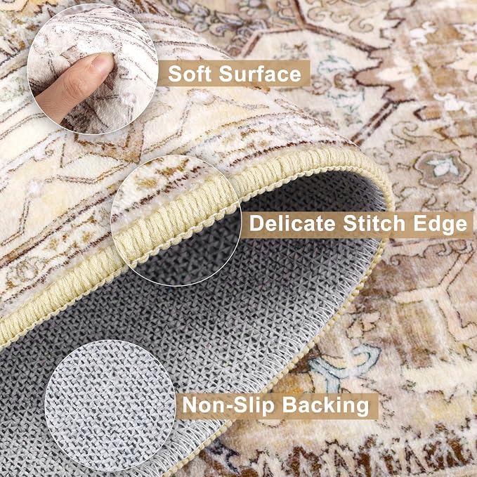 Yamaziot Washable Runner Rug, 2x8 Non-Slip Boho Vintage Hallway Rug Runner - Image 4