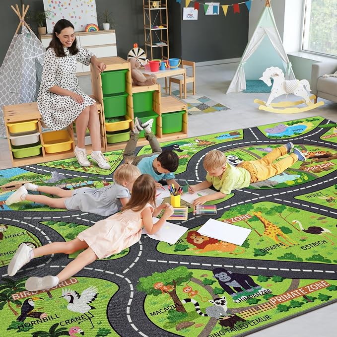 Zoo Adventure Kids Rug, Cute Animal Play Mat - Image 2