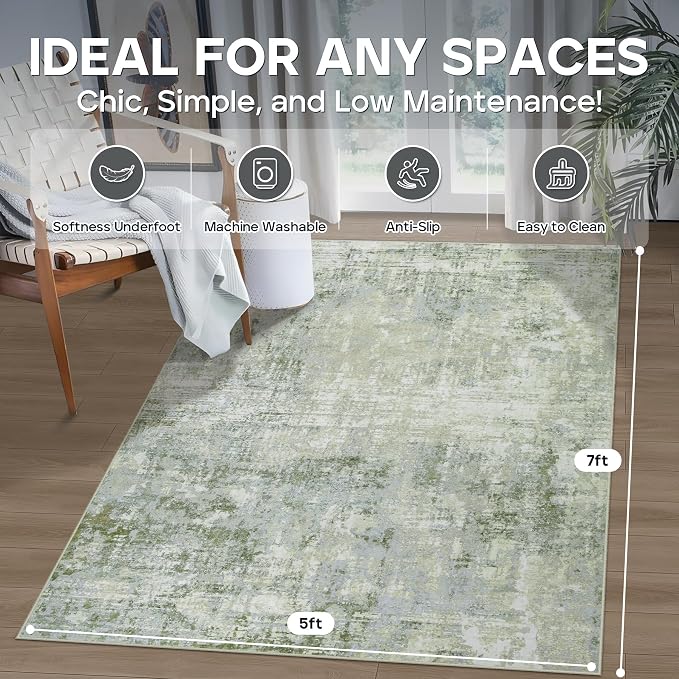 5x7 Area Rugs for Living Room Rug Washable: Modern Rug for Dining Room Bedroom - Image 2
