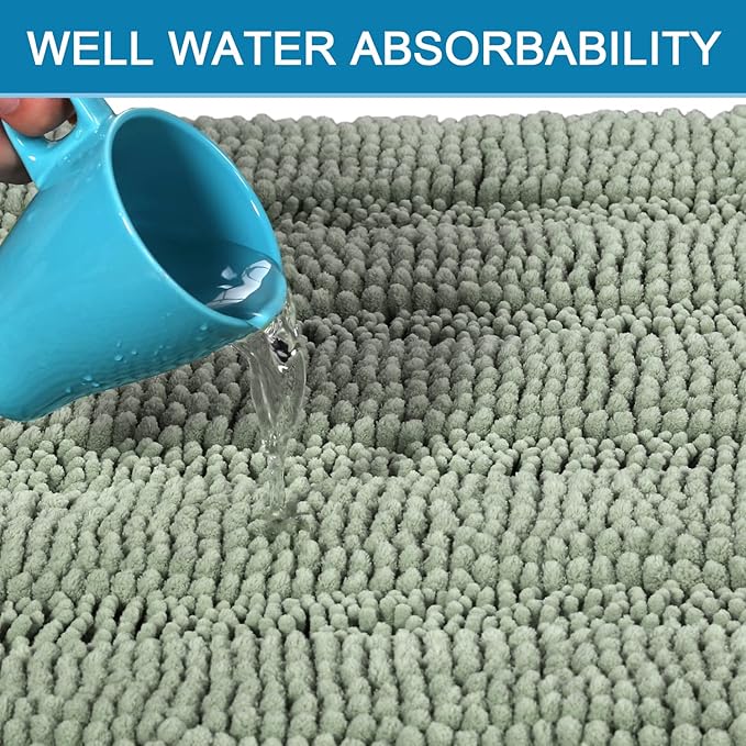 H.VERSAILTEX Bath Mats for Bathroom Non Slip Extra Thick Chenille Striped Bath - Image 5