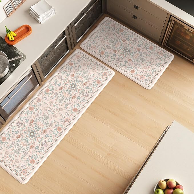 KIMODE Comfort Kitchen Mats Cushioned Anti Fatigue, Boho Floral Kitchen Rugs - Image 8