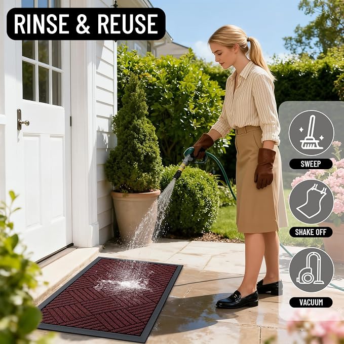 OLANLY Front Door Mat Outside Entrance 29.5x17, Heavy Duty Sturdy Natural - Image 8