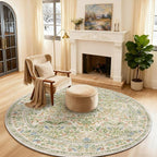 Washable Round Rugs for Bedroom 4ft: Living Room Rug Stain Resistant Non Slip by palohom