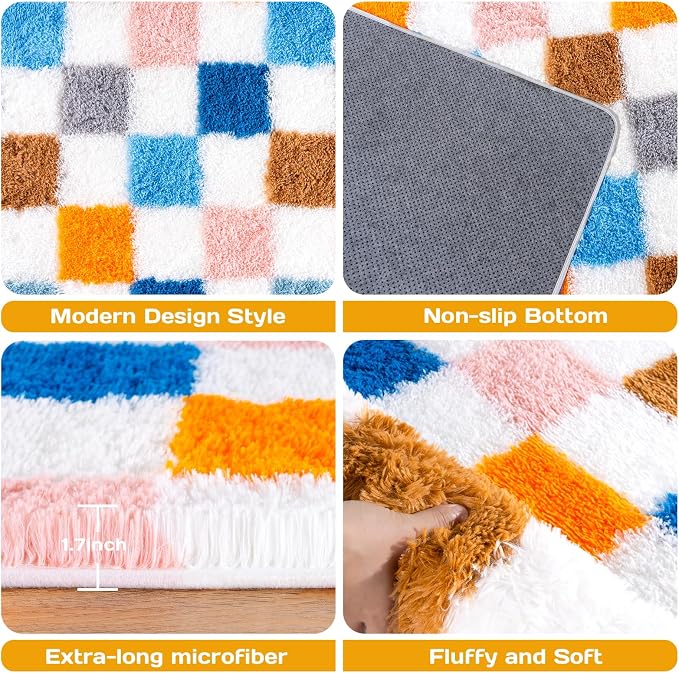 Checkered Rugs for Living Room Bedroom, 5x7 Area Rugs for Living Room, Modern - Image 5