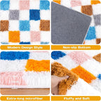 Checkered 8x10 Area Rugs for Living Room, Ultra Soft Fluffy Large Shaggy Rug - Image 4