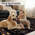 SERISSA 2x4 Rugs for Entryway, Washable Non-Slip Black and Gold Small Runner Rug - Image 7