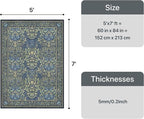 GENIMO 5x7 Washable Area Rug, Non-Slip Vintage Boho Floral Carpet, Soft - Image 2
