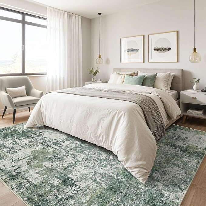 7x10 Area Rug Living Room: Washable Large Abstract Soft Stain Resistant Indoor - Image 4